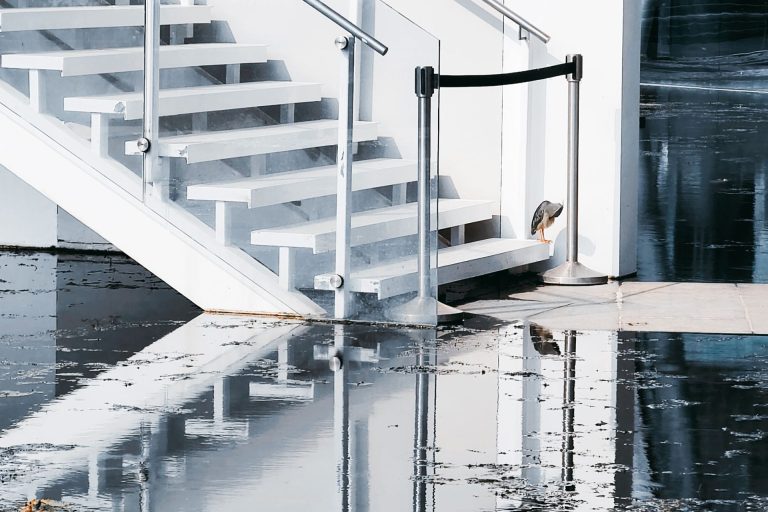 A flooded office building