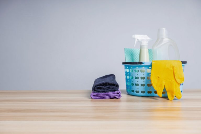 Cleaning products on a table