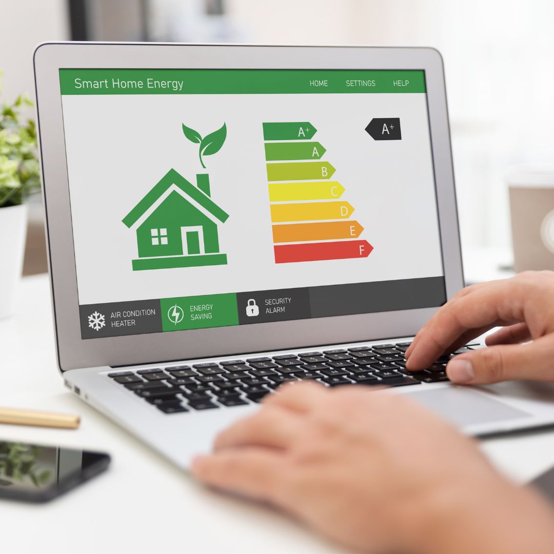 home energy efficiency displayed on laptop