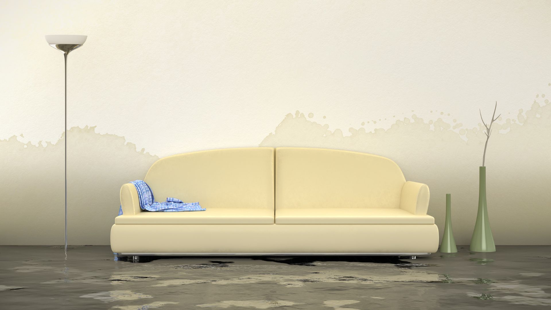 couch in flooded home