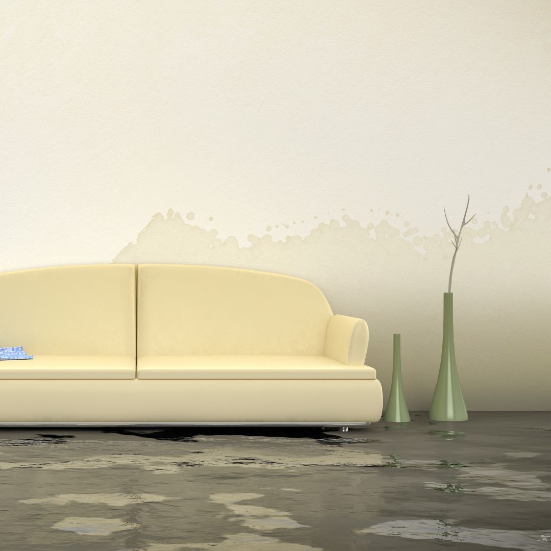 living room with water damage