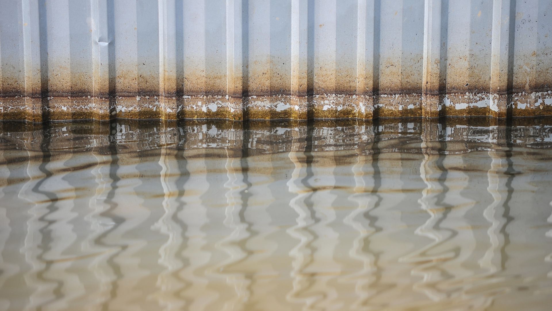 metal wall with flooding